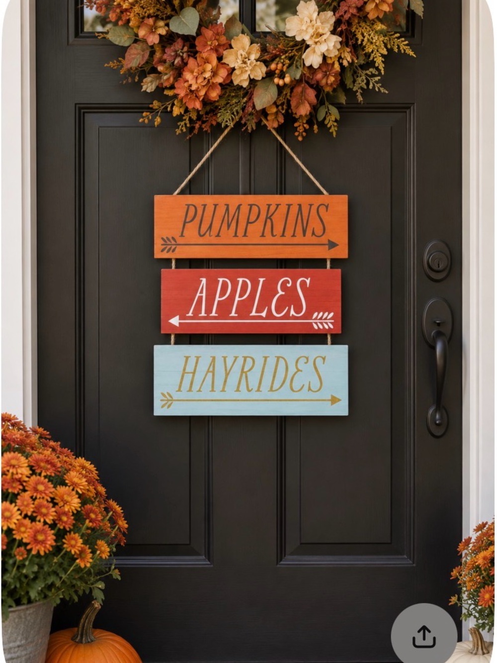 Target Fall Hanging Wood Sign - Orange, Red, Blue